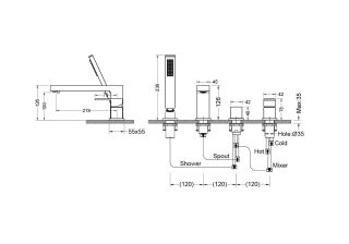 Смеситель Aquatek Либра AQ1648CR на борт ванны хром